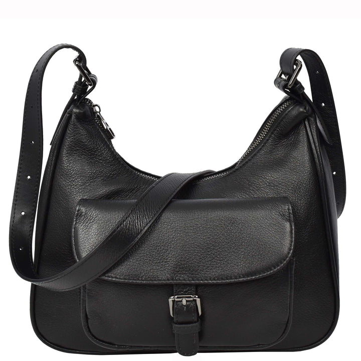 Womens Classic Genuine Leather Shoulder Bag Liora Black 6