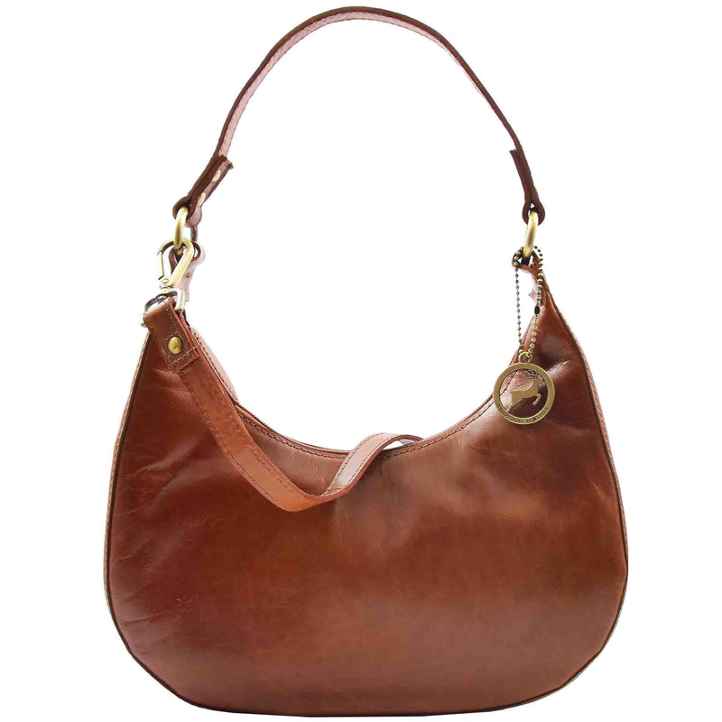 Womens Classic Leather Shoulder Hobo Bag Bruges Cognac 6