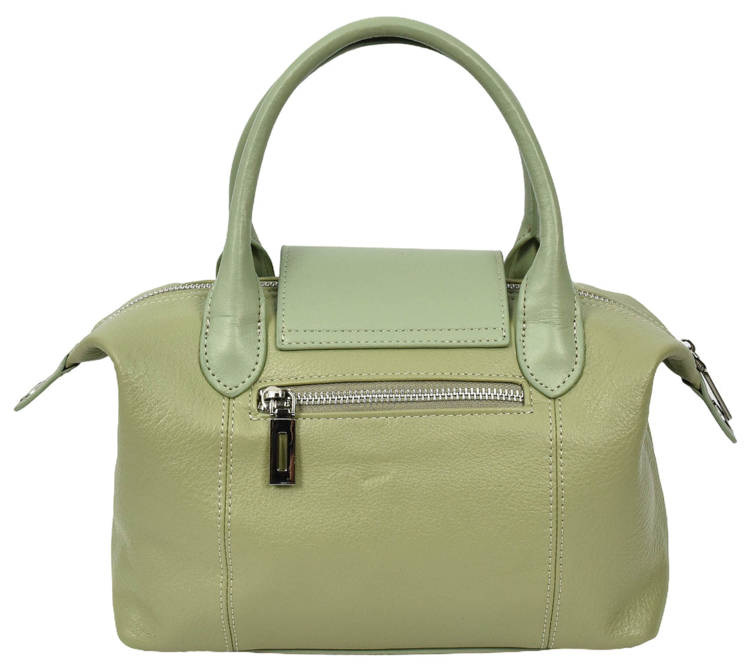 Womens Real Leather Handbag Small Top-Handle Tote Style Quinn Mint Green-2