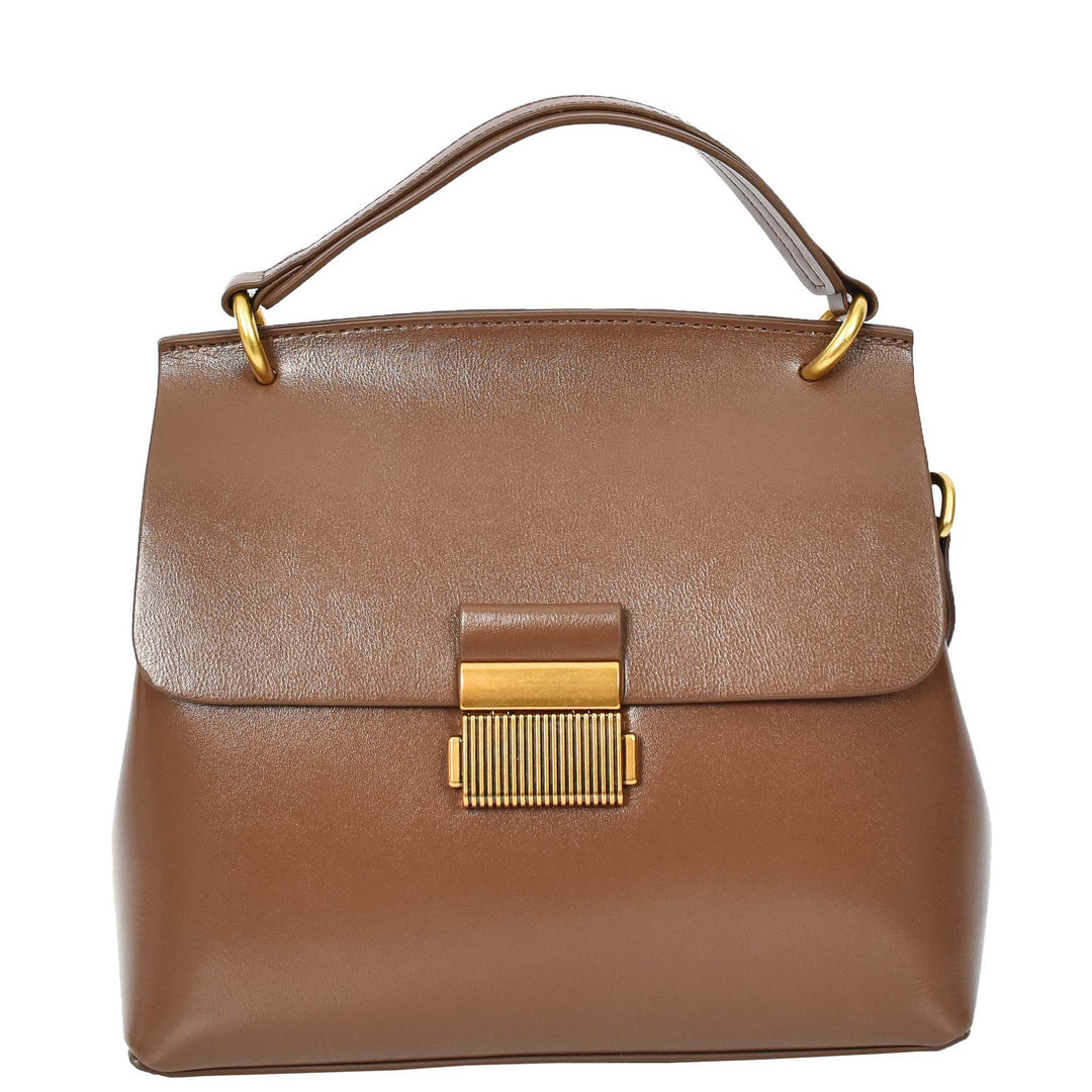 Womens Real Leather Small Handbag Gabriella Khaki