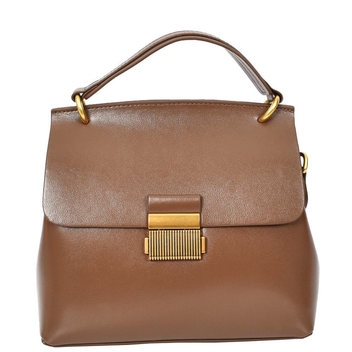 Womens Real Leather Small Handbag Gabriella Khaki