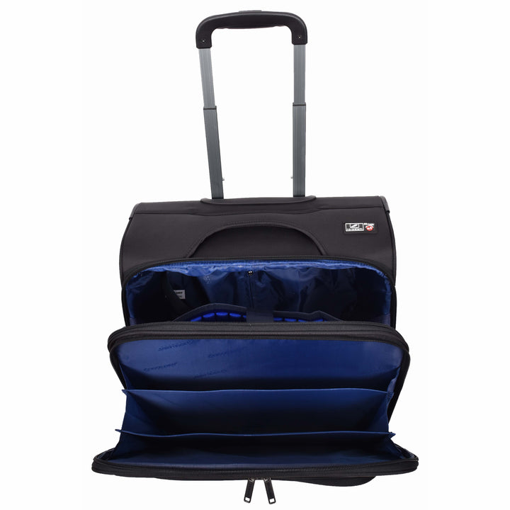 Business Organiser Travel Pilot Case Wheeled Trolley Cabin Bag Chester Black 6