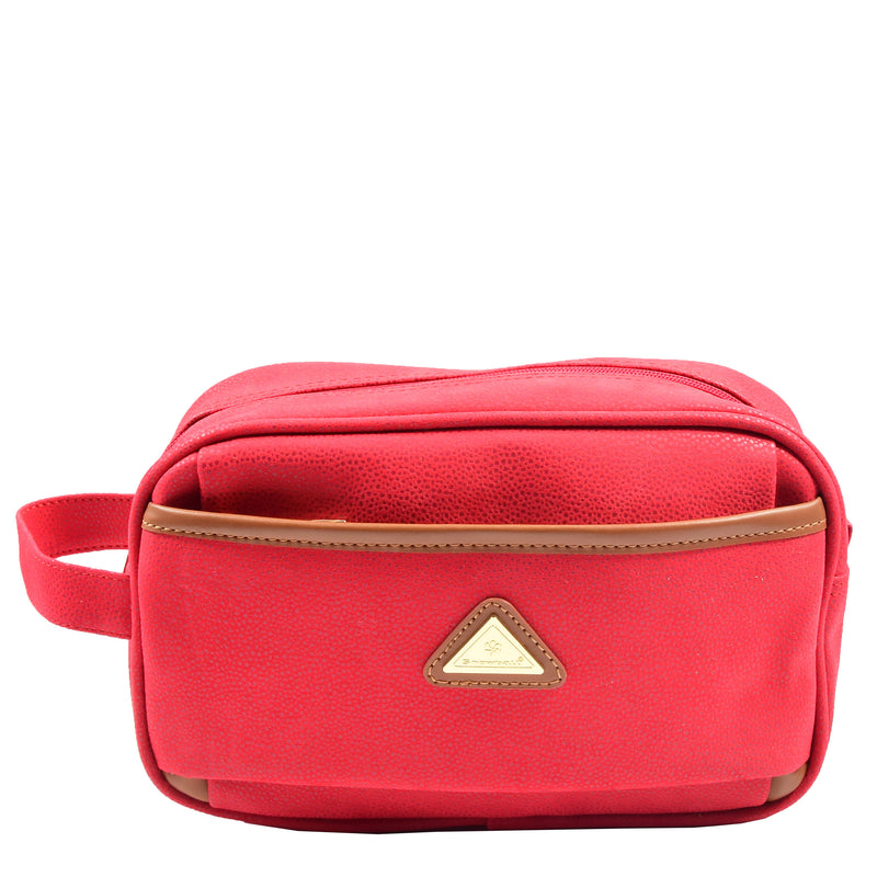 Faux Leather Toiletry Wash Bag Travel HOL8202 Red 6