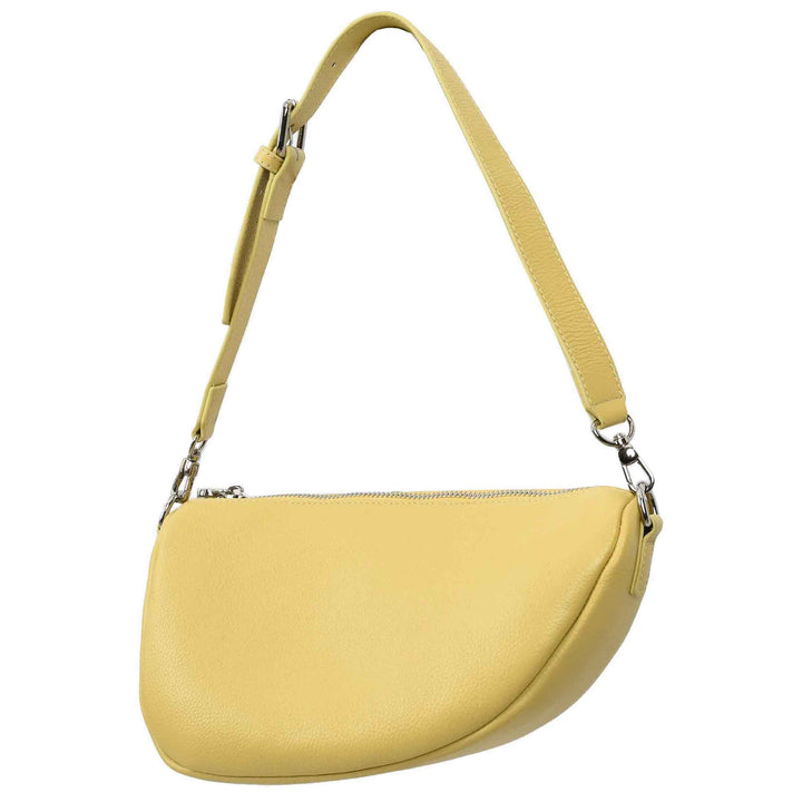 Women's Real Leather Crossbody Bag Half-Moon Style Agnes Yellow 3