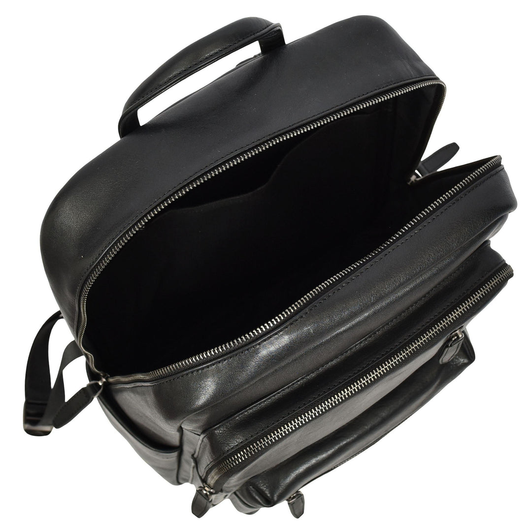 Real Leather Laptop Backpack Daypack Rucksack for Work & Travel Ridge Black