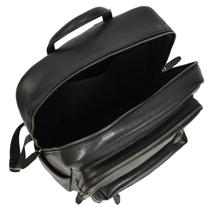 Real Leather Laptop Backpack Daypack Rucksack for Work & Travel Ridge Black