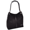 Womens Leather Suede Shoulder Bag Zip Large Black Hobo Audrey 6