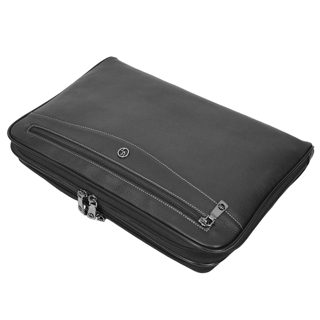 Premium Leather Portfolio Case Business A4 Document Holder Organiser Folio Bag Nador Black-5