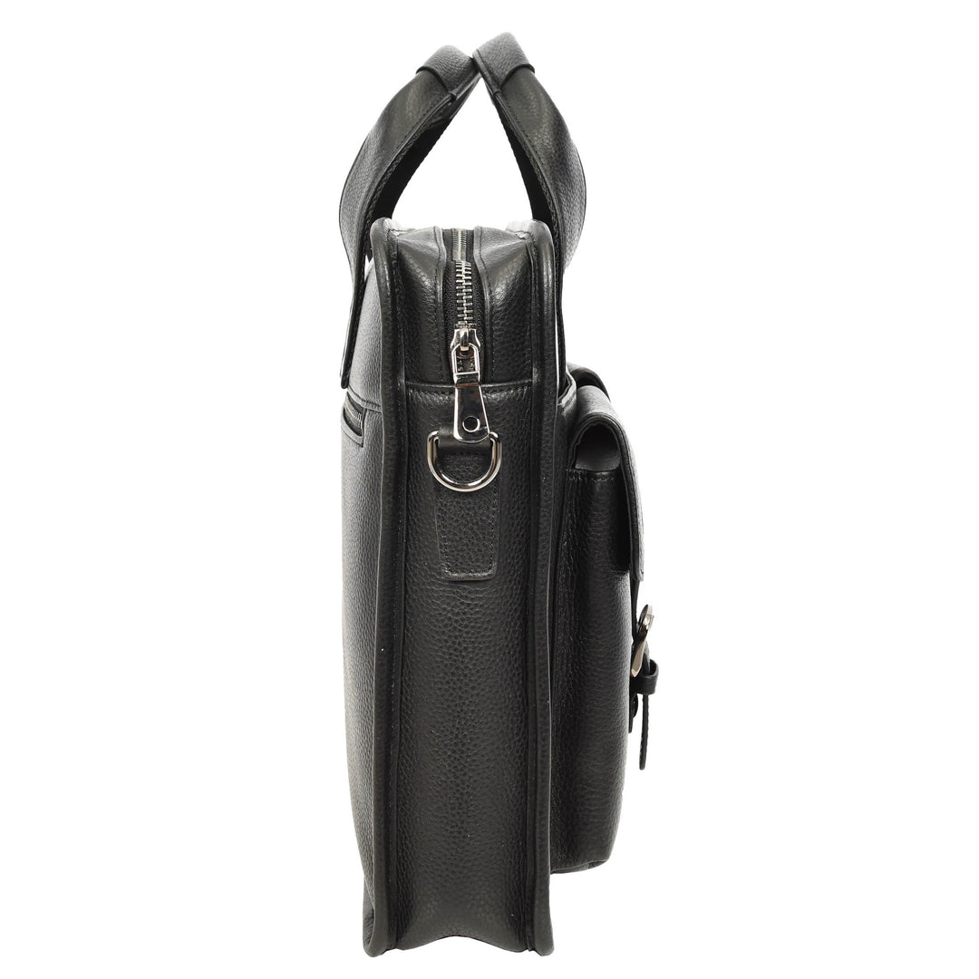Men's Leather Briefcase Business Work Bag office Messenger Thorne Black 6