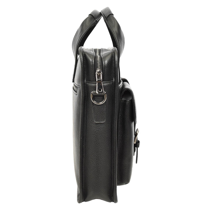 Men's Leather Briefcase Business Work Bag office Messenger Thorne Black 6