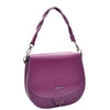 Womens Large Satchel Cross Body Leather Bag Zip Strap ALICIA Purple 6