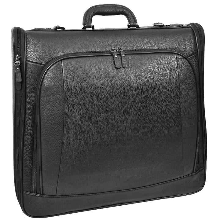 Real Leather Large Size Travel Garment Suit Carrier Bag Narok Black-3