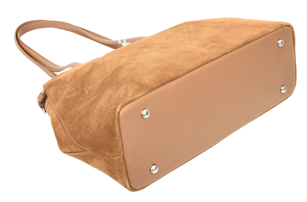 Womens Suede Tote Bag Elegant Shoulder Handbag Ilara Tan 6