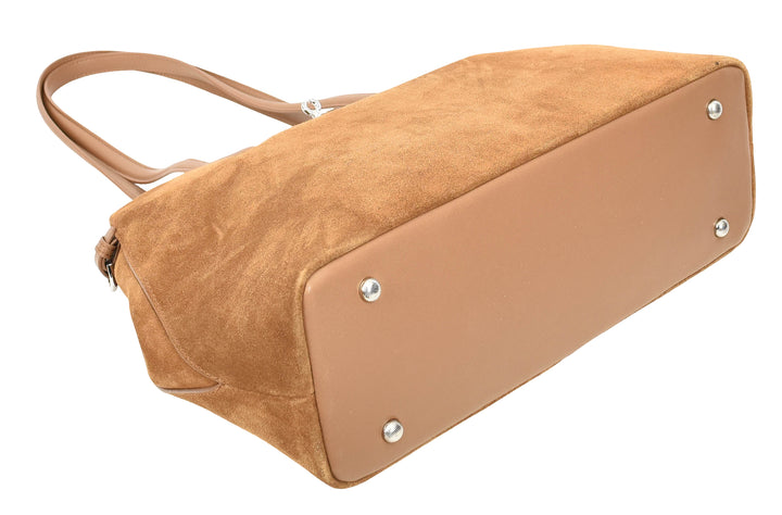 Womens Suede Tote Bag Elegant Shoulder Handbag Ilara Tan 6