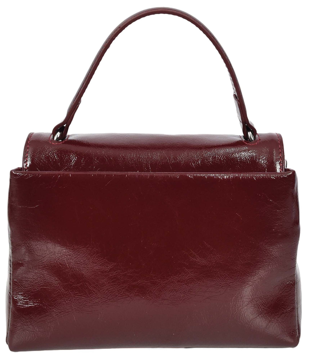 Womens Real Leather Handbag Mini Top-Handle Tote Style Aria Burgundy