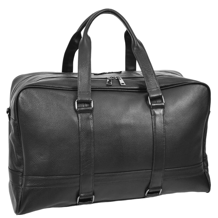 Leather Holdall Weekend Bag Preston Black 2