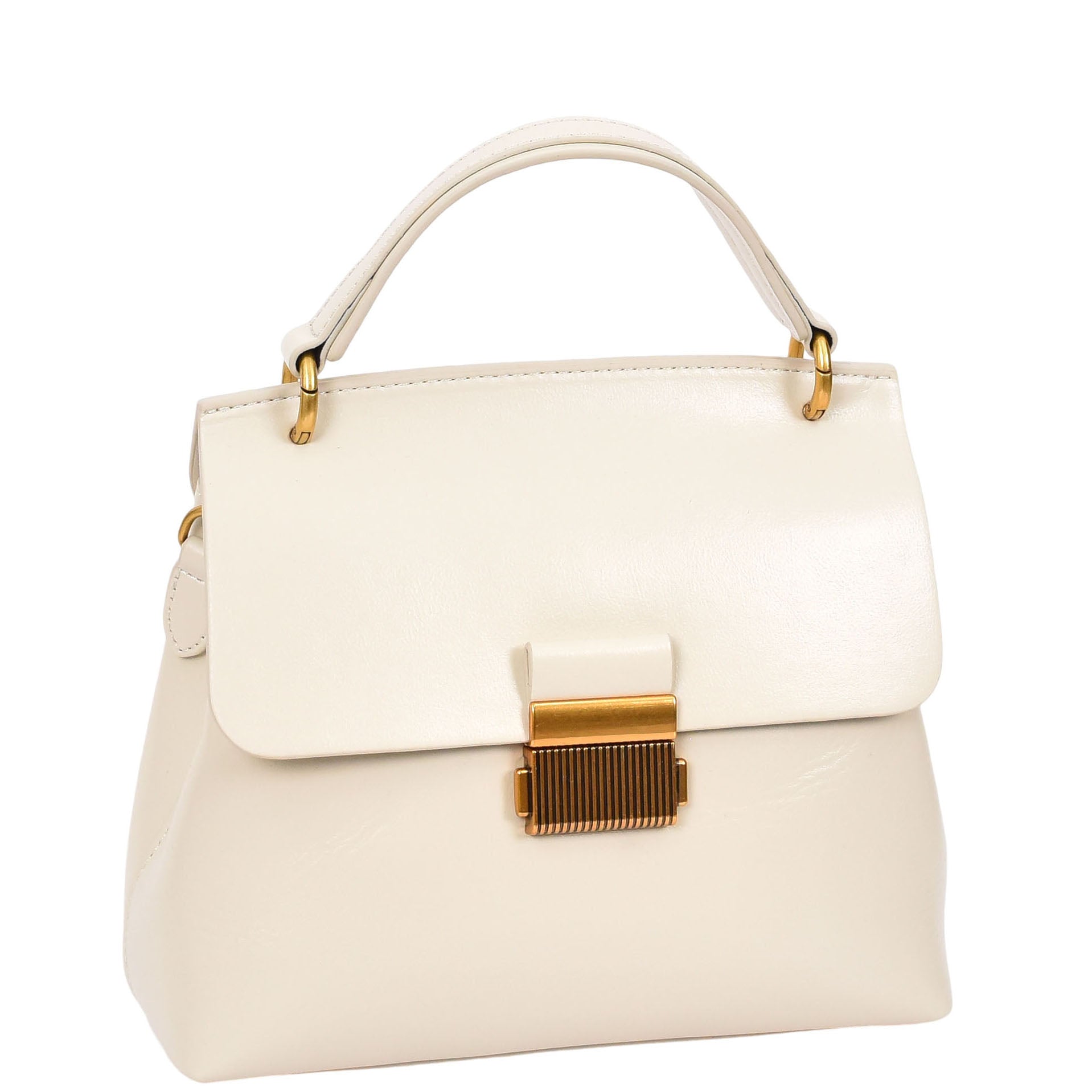 Womens Real Leather Small Handbag Gabriella White 2