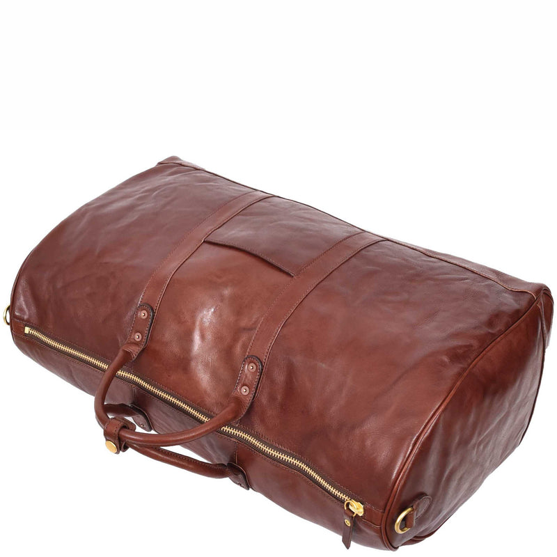 Travel Duffle Bag Genuine Vegetable Leather Large Holdall HOL712 Brown 6