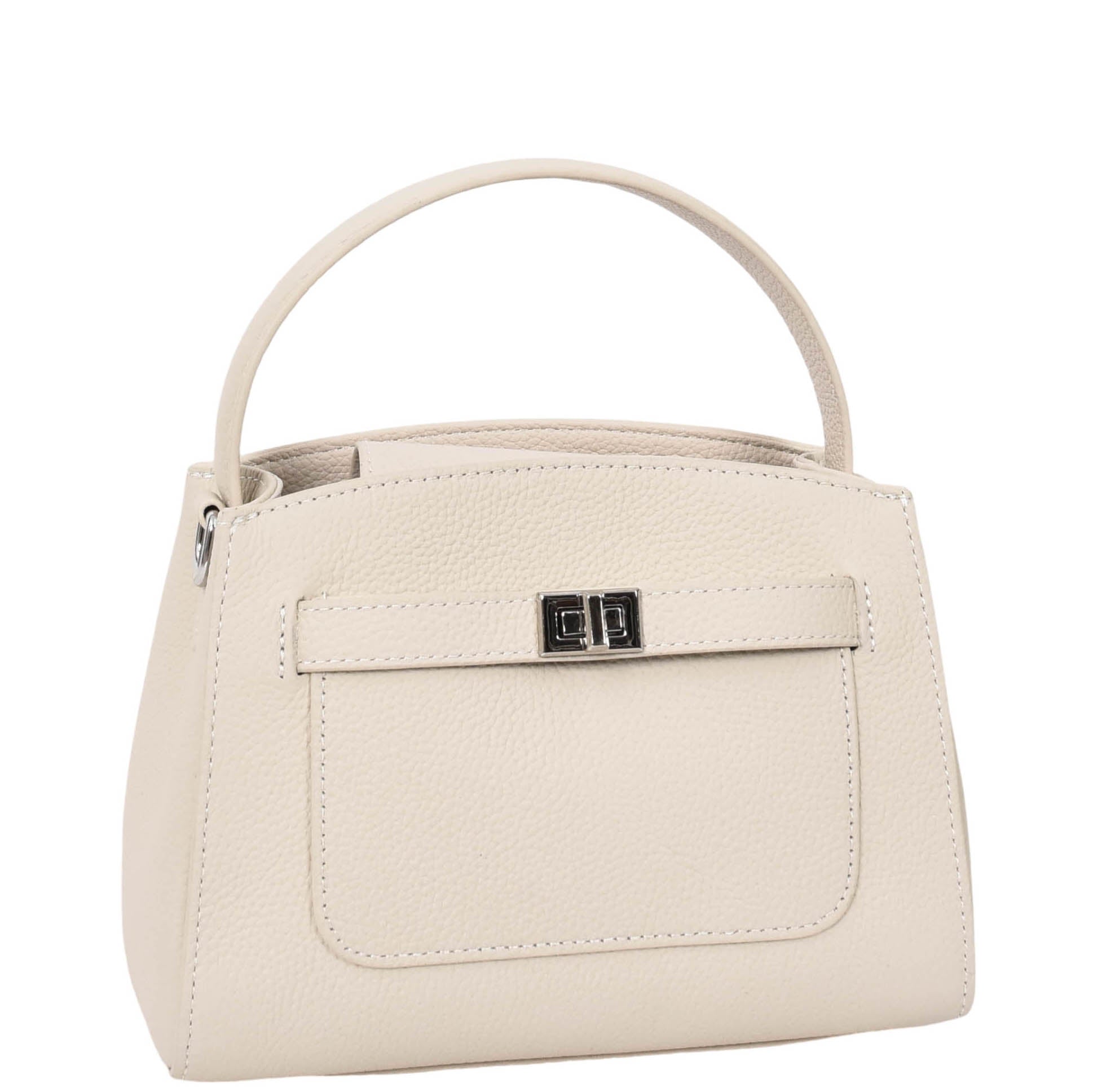 Womens Leather Top Handle Small Bag Lydia Off White 2