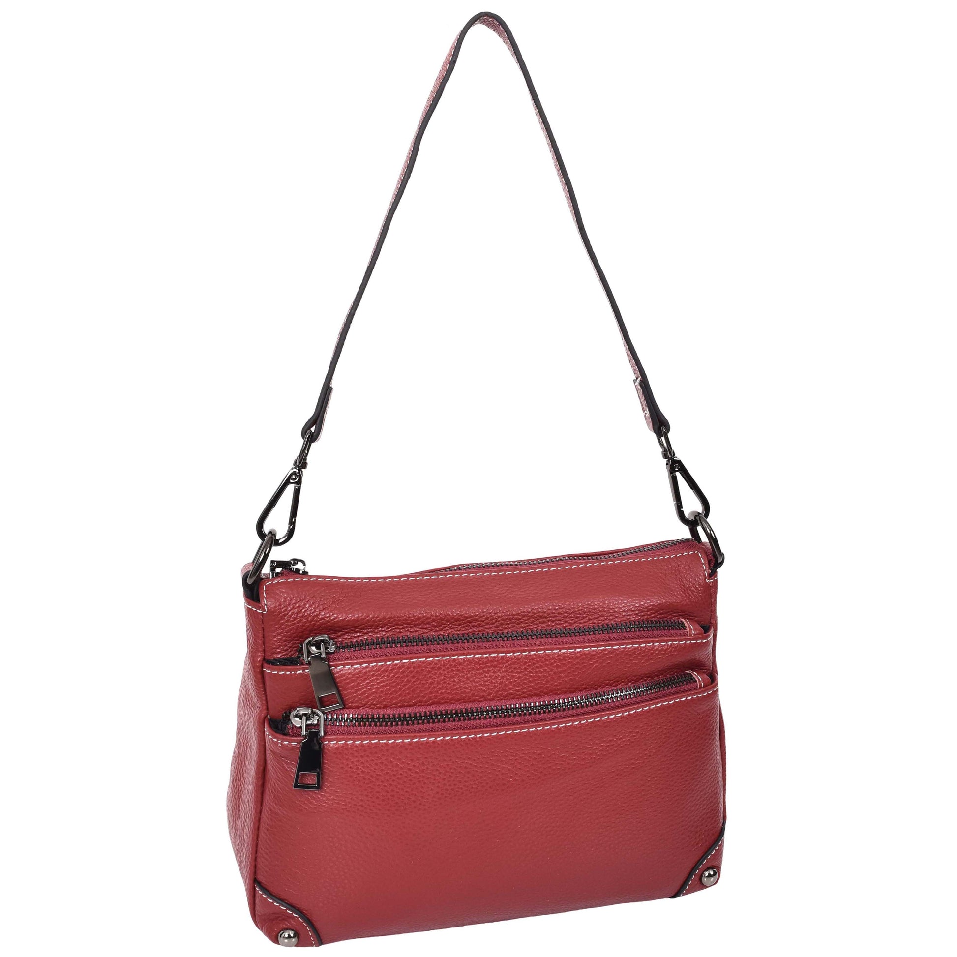 Womens Leather 2-in-1 Cross Body Shoulder Bag Olivia Red 2