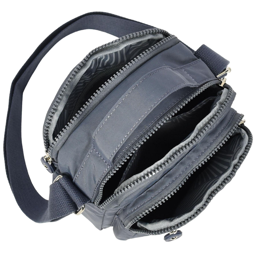 Men's Cross Body Bag Multiple Zip Compartments Lightweight Messenger Bag Shaun Blue