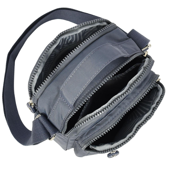 Men's Cross Body Bag Multiple Zip Compartments Lightweight Messenger Bag Shaun Blue