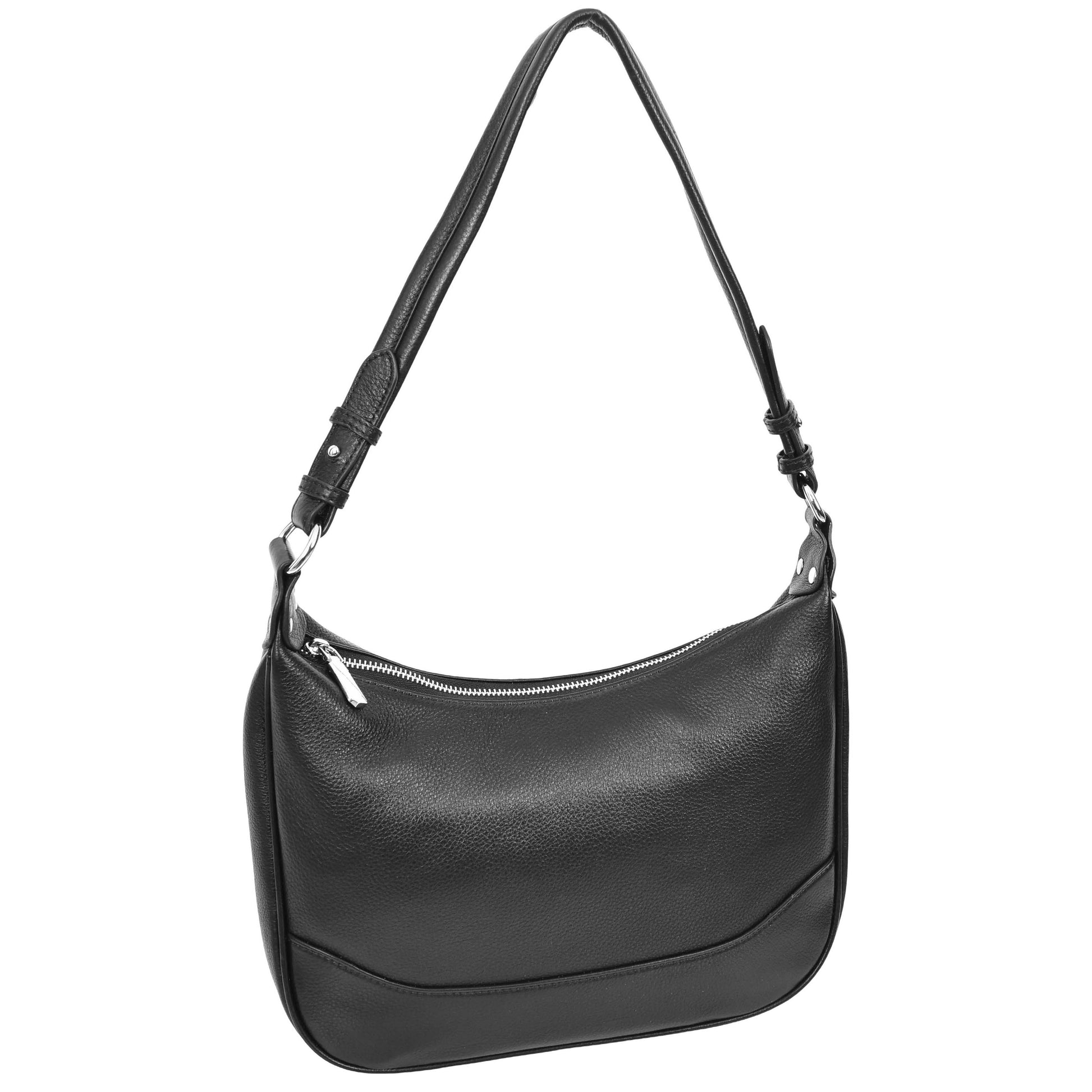 Womens Leather Hobo Style Shoulder Bag Daphne Black 2