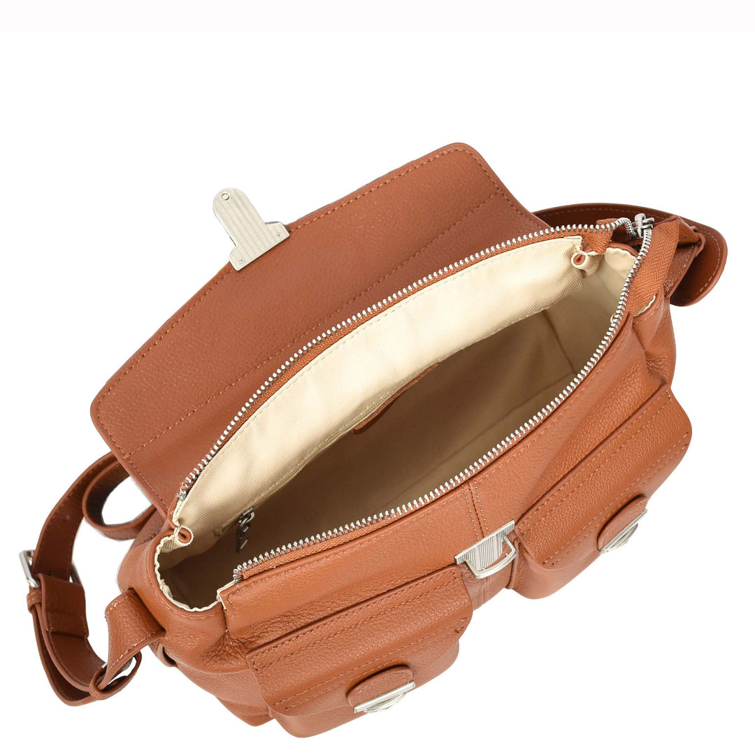 Women's Real Leather Satchel Shoulder Bag Adjustable Strap Renee Tan 6