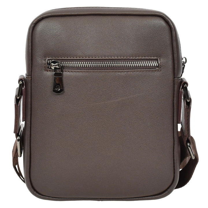Mens Real Leather Croc-Print Crossbody Bag Casual Messenger Flight Pouch Delmon Brown