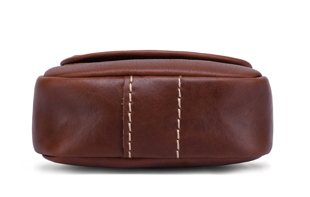 Womens Real Leather Small Sling Cross Body Bag Pouch H8008 Tan 6