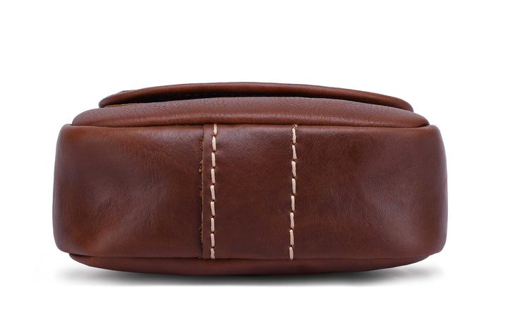 Womens Real Leather Small Sling Cross Body Bag Pouch H8008 Tan 6