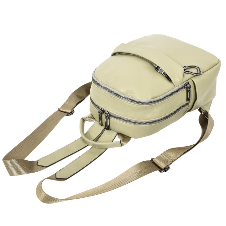 Women’s Organiser Rucksack Soft Leather Backpack Casual Daypack Kaia Mint Green 5