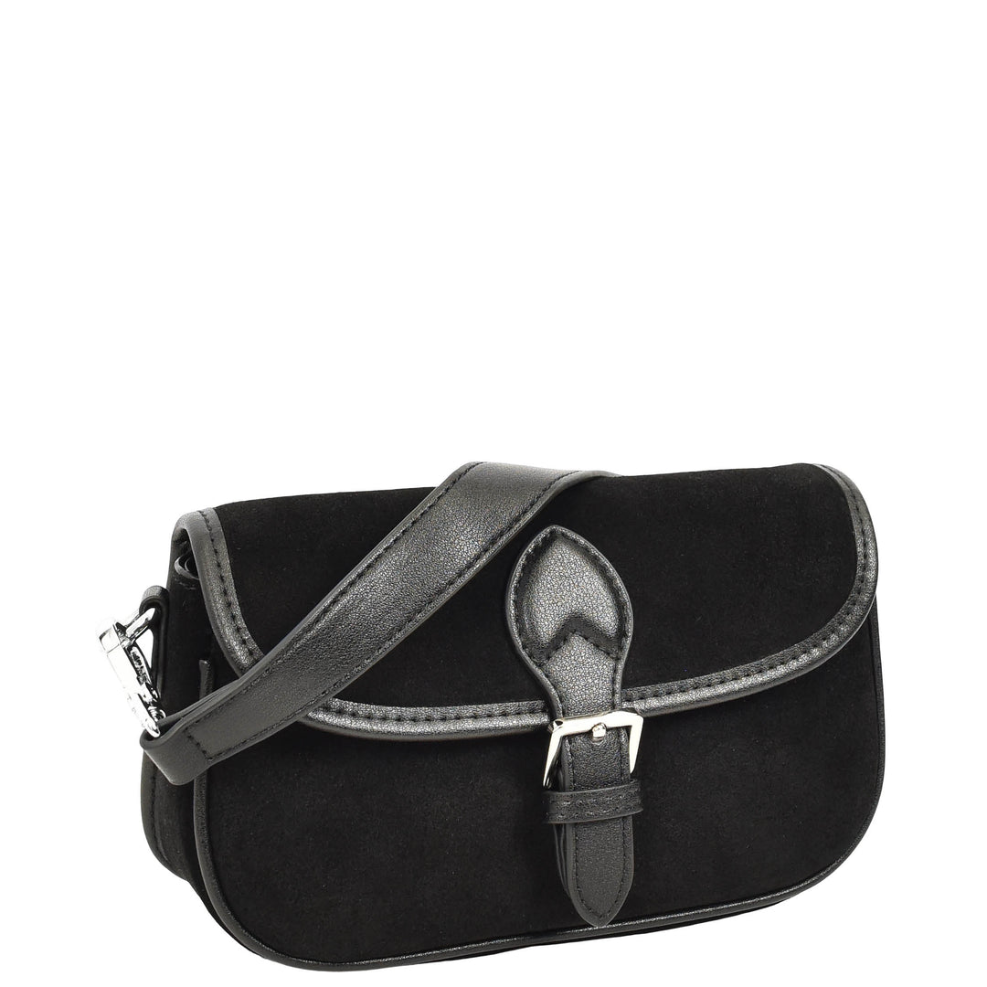 Women’s Real Suede Crossbody Bag Small Handbag Elodie Black 4