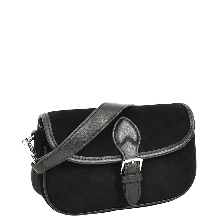Women’s Real Suede Crossbody Bag Small Handbag Elodie Black 4