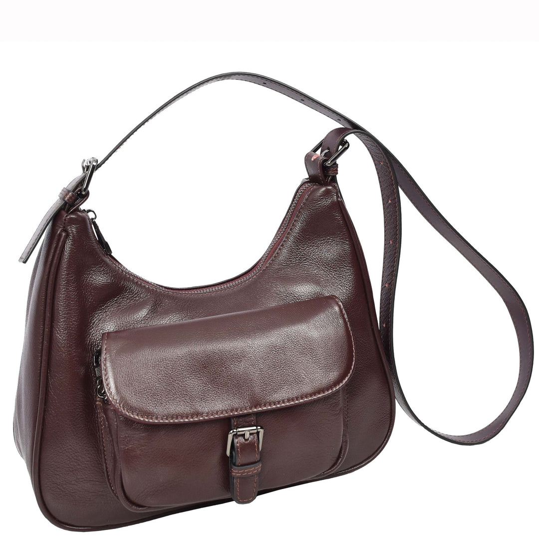 Womens Classic Genuine Leather Shoulder Bag Liora Purple 6