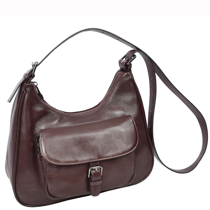 Womens Classic Genuine Leather Shoulder Bag Liora Purple 6