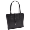 Leather Classic Tote Style Zip Opening Large Shoulder Bag CYNTHIA Black 4