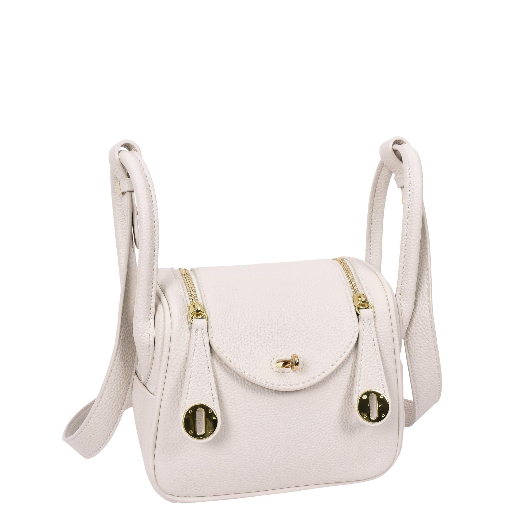 Womens Faux Leather Mini Shoulder Bag Celeste White 2