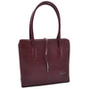 Leather Classic Tote Style Zip Opening Large Shoulder Bag CYNTHIA Burgundy 6