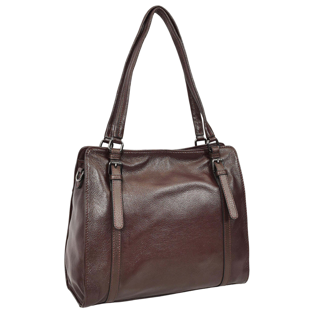 Women's Real Leather Shoulder Bag Classic 2-in-1 Adjustable Strap Timeless Design Hilda Purple