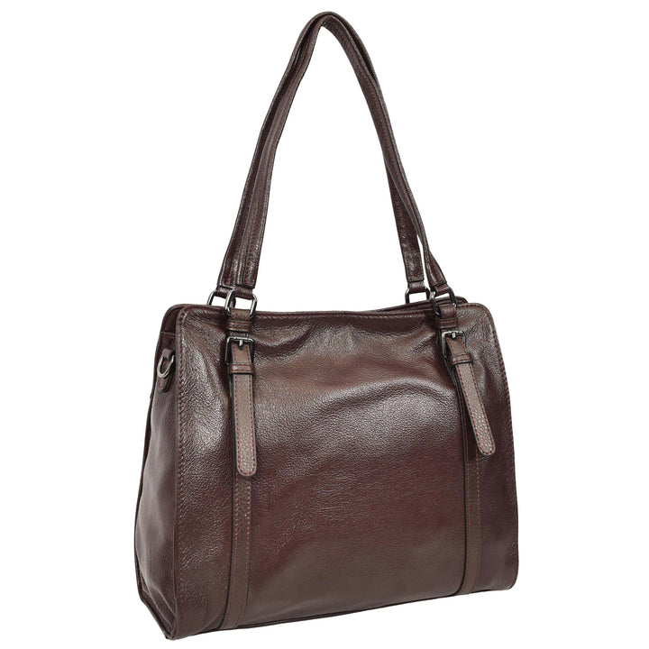 Women's Real Leather Shoulder Bag Classic 2-in-1 Adjustable Strap Timeless Design Hilda Purple