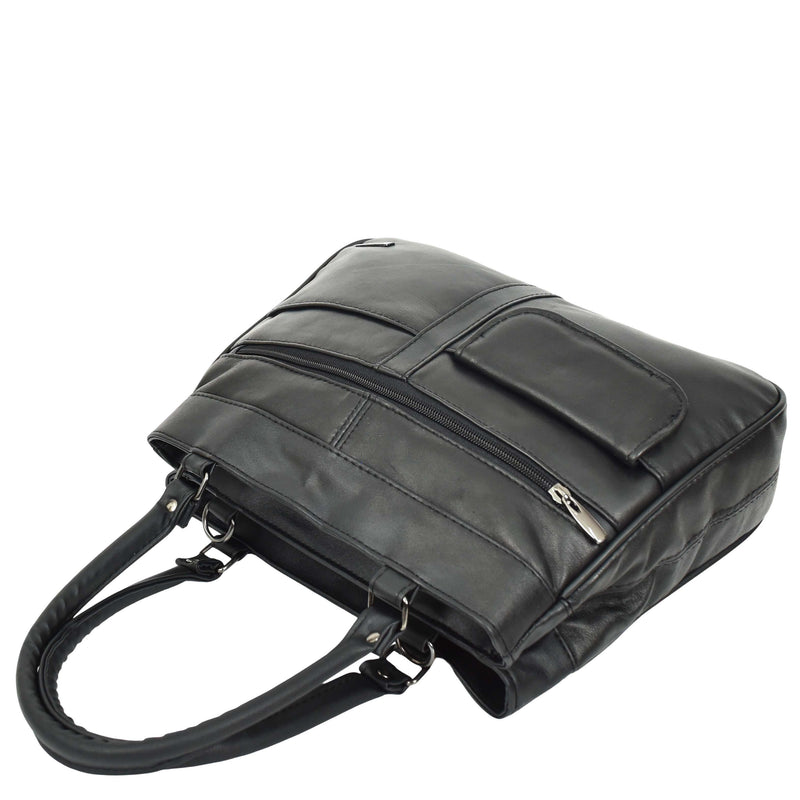 Womens Real Leather Shoulder Bag Large Size HOL3591 Black 6
