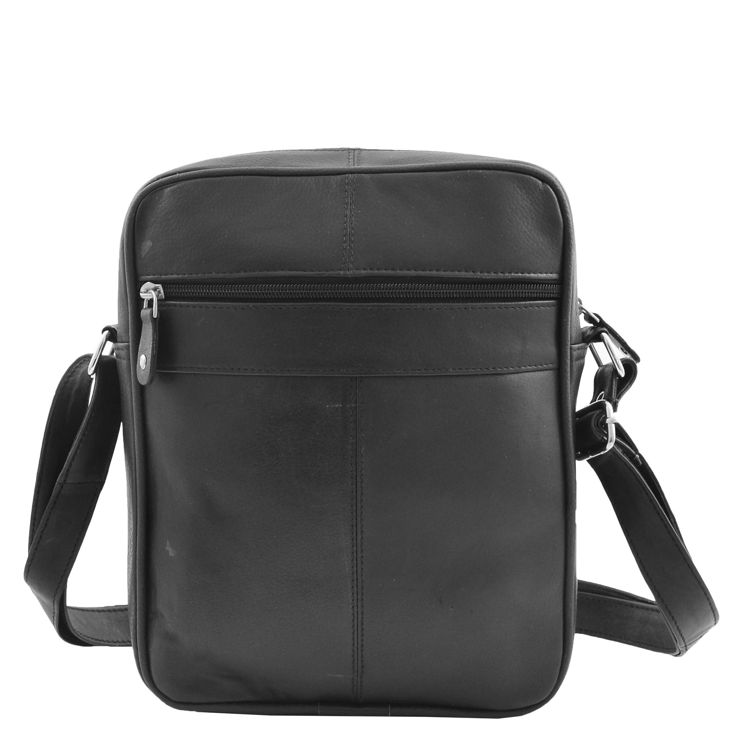 Mens Real Leather Cross Body Pouch Organiser Flight Bag Ashland Black-2