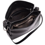 Real Leather Shoulder Bag For Women Zip Hobo Maisie Black 6