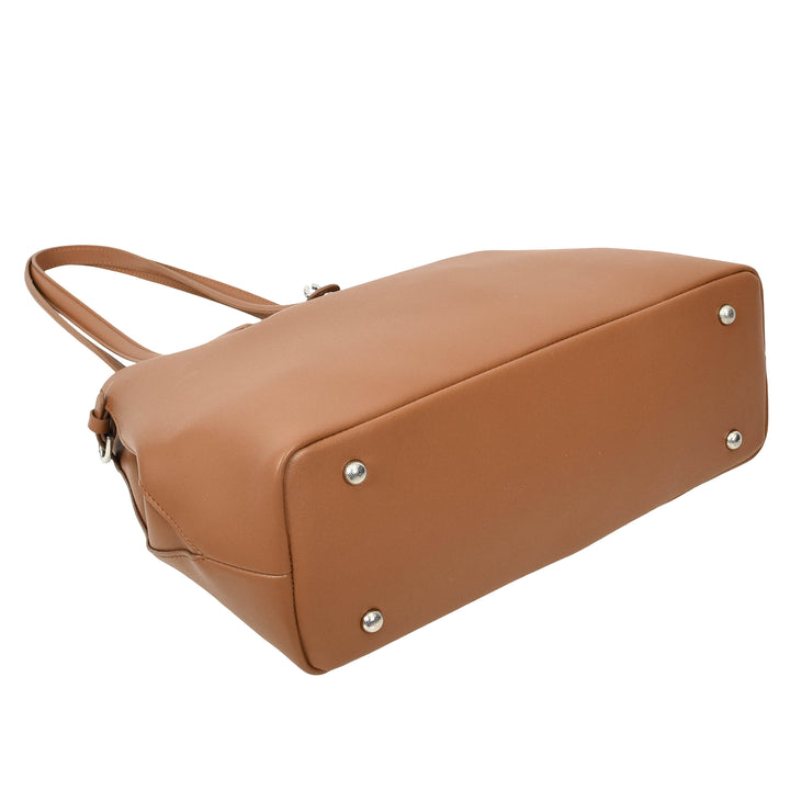 Womens Leather Tote Bag Elegant Shoulder Handbag Ilara Tan 4