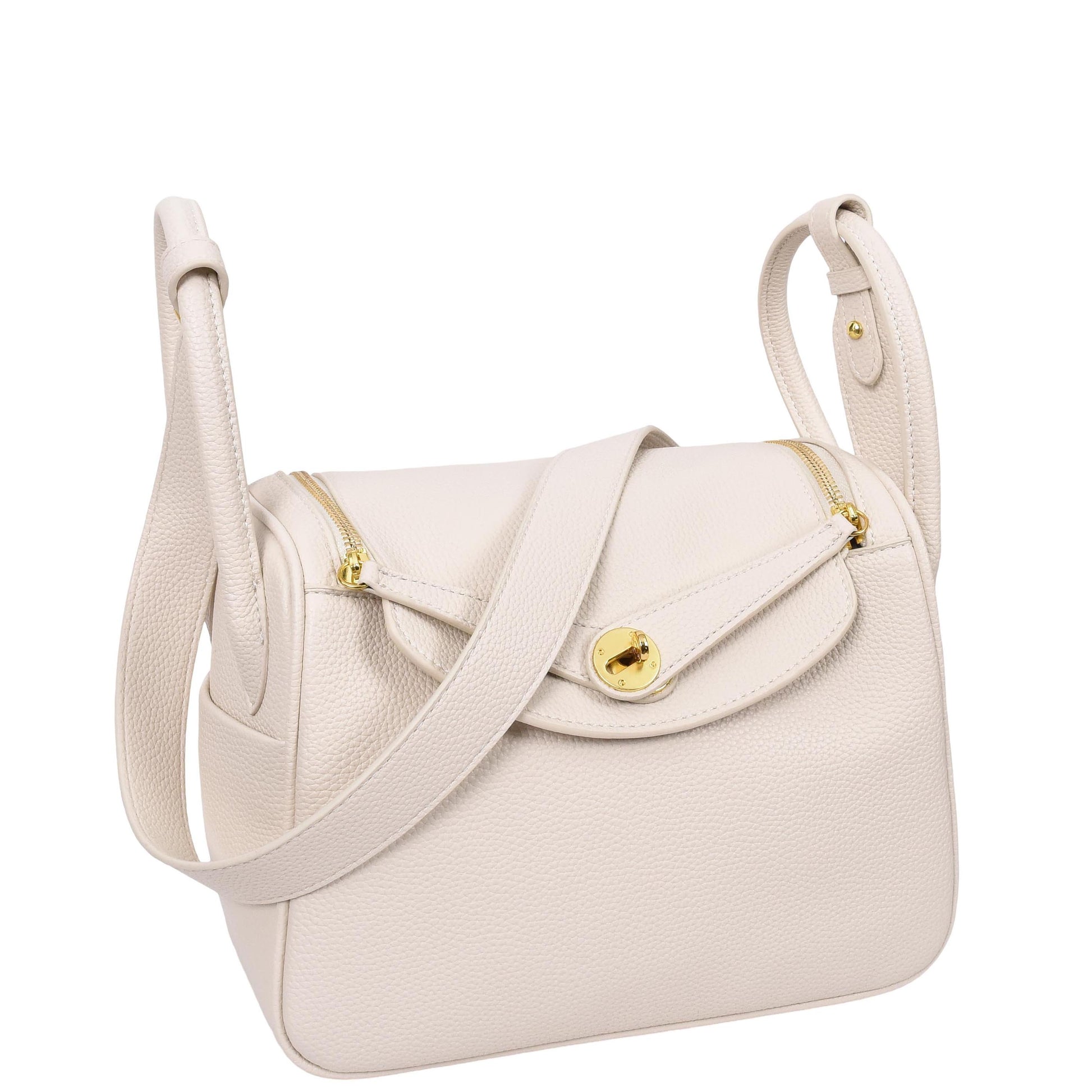 Womens Faux Leather Large Shoulder Bag Rose White 3