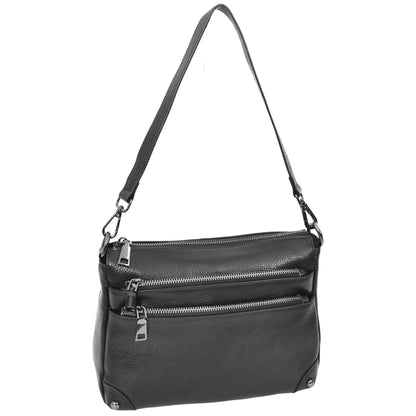 Womens Leather 2-in-1 Cross Body Shoulder Bag Olivia Black 2