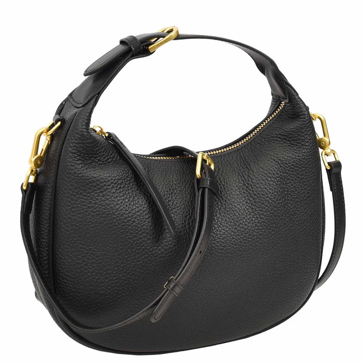 Women's Oval Shoulder Bag Leather Hobo Purse Dakota Black 4