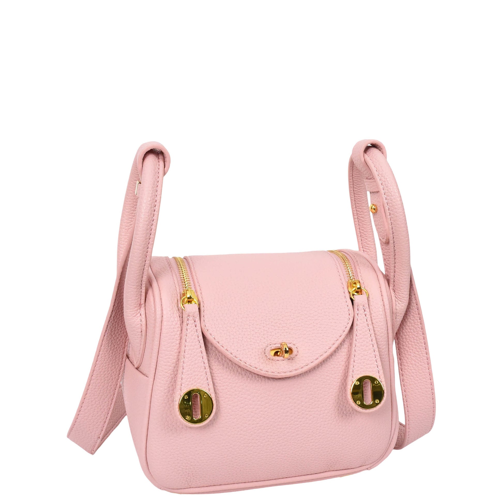 Womens Faux Leather Mini Shoulder Bag Celeste Pink 2