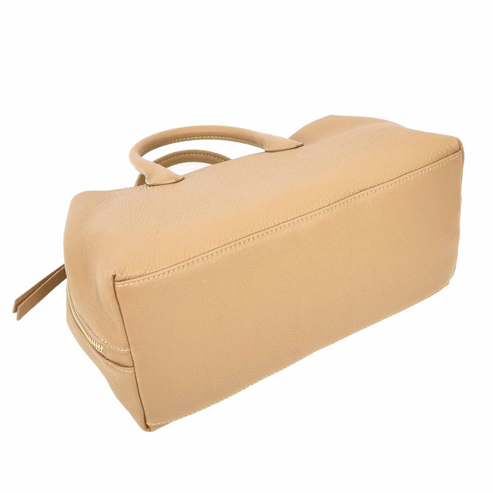 Women's Leather Structured Tote Handbag Detachable Strap Ingrid Tan 6
